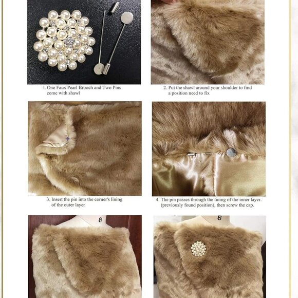 Faux Fur Wrap Shawl Women Shrug Bridal Stole for Winter Wedding Party - Picture 7 of 7